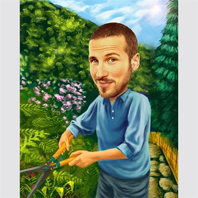 Gardening Guy Caricature from Photo - myDaVinci